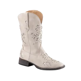 Roper Footwear Women's White Faux Leather Square Toe Boot