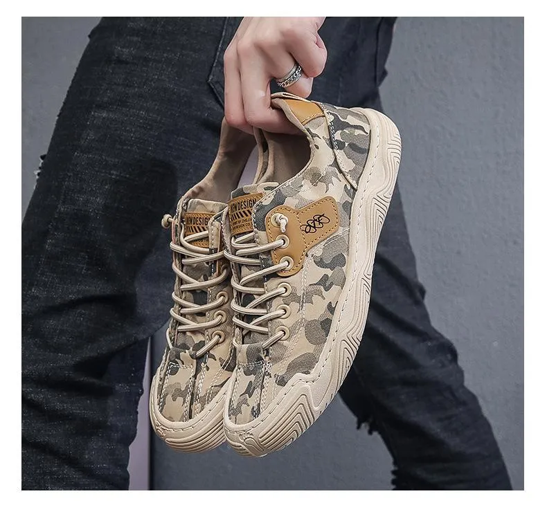 2023 summer breathable ice silk camouflage trend soft soled casual sneakers