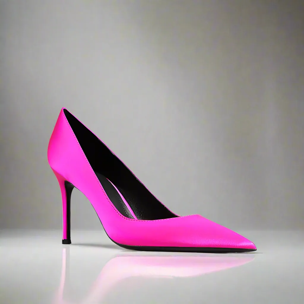 Anne Pink Satin Leather Heels