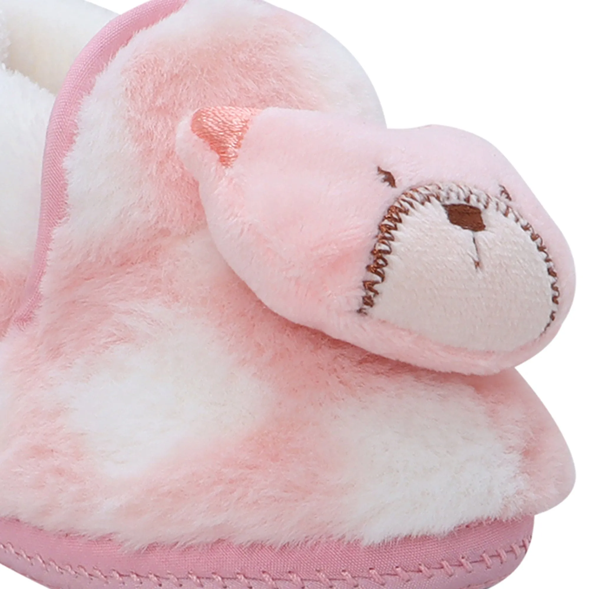 Baby Moo 3D Dear Bear Soft Slip-On Anti-Skid Plush Warm Booties - Pink