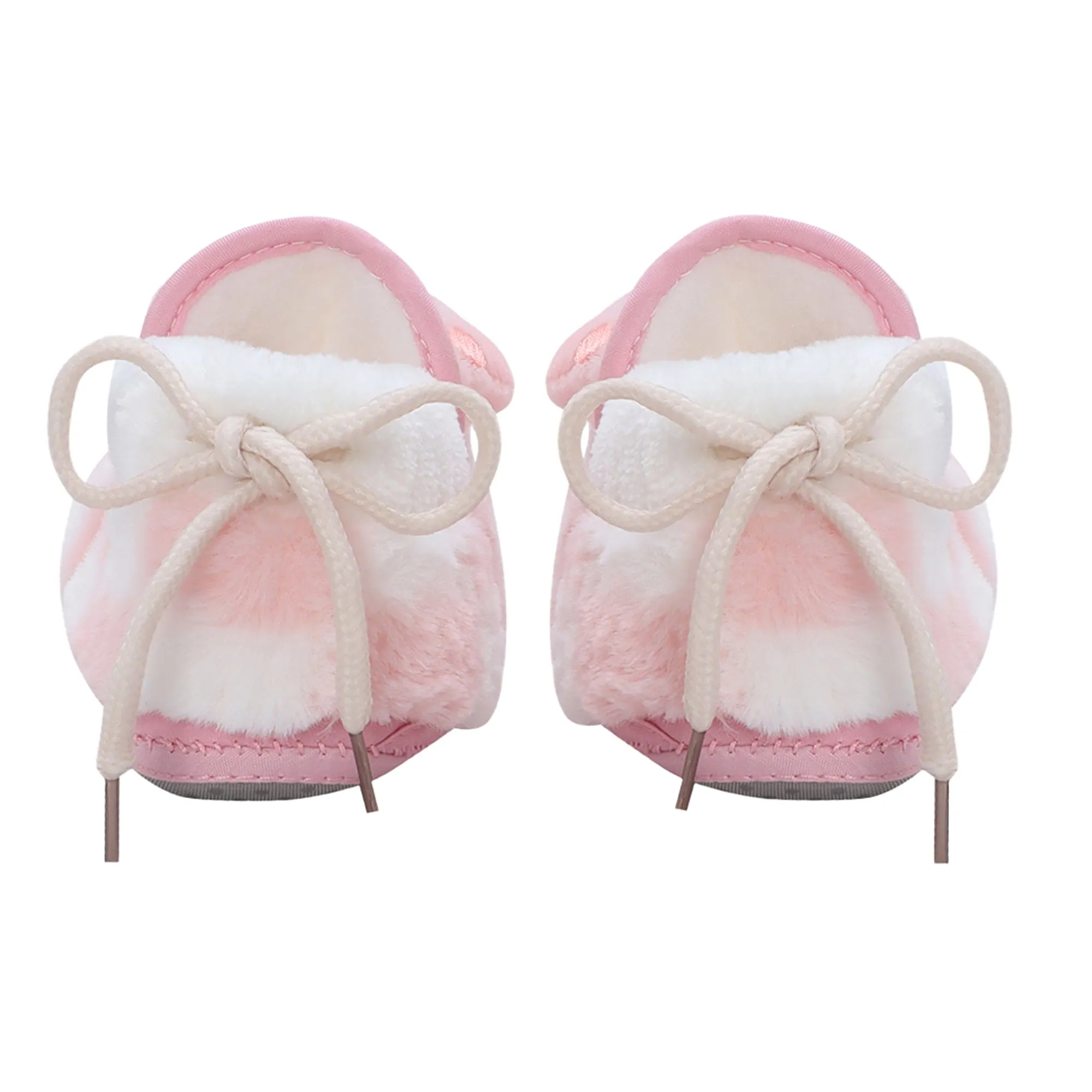 Baby Moo 3D Dear Bear Soft Slip-On Anti-Skid Plush Warm Booties - Pink