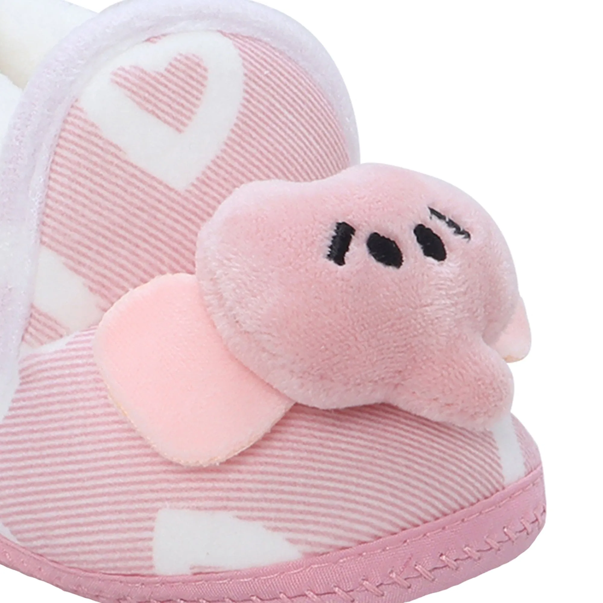 Baby Moo 3D Elephant Soft Slip-On Anti-Skid Plush Warm Booties - Pink