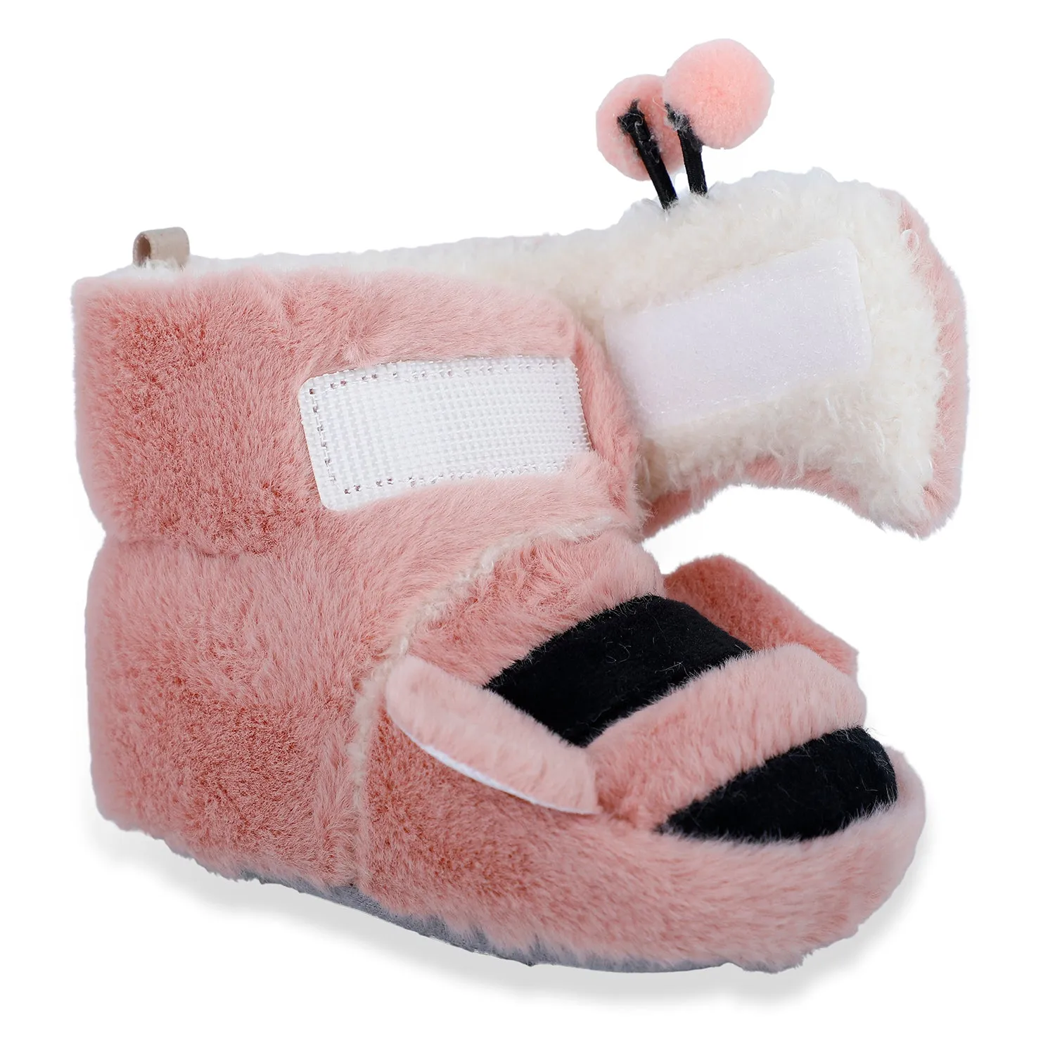 Baby Moo Bumble Bee 3D Warm Furry Booties - Pink