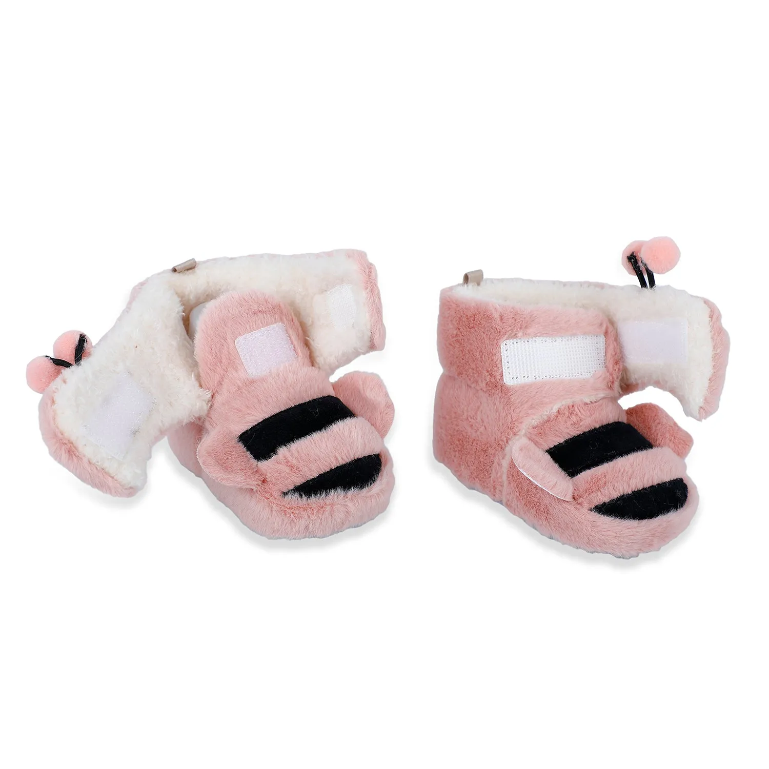 Baby Moo Bumble Bee 3D Warm Furry Booties - Pink