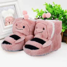 Baby Moo Bumble Bee 3D Warm Furry Booties - Pink