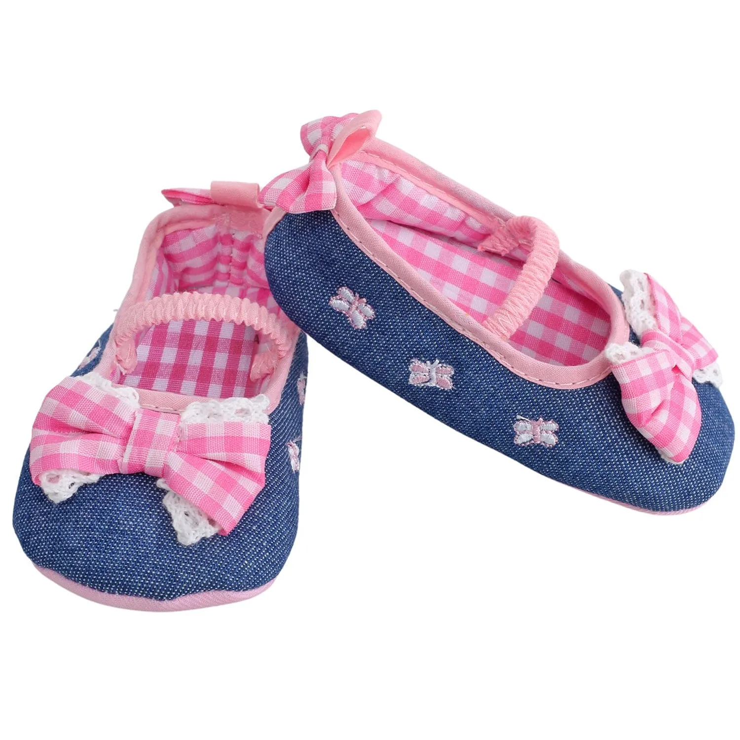 Baby Moo Butterfly Bow Pink And Blue Booties