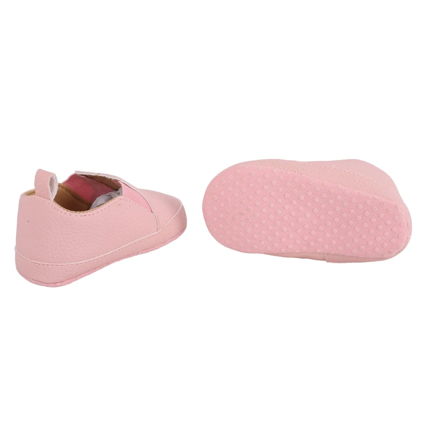 Baby Moo Leather Pink Slip-On Booties