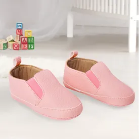 Baby Moo Leather Pink Slip-On Booties