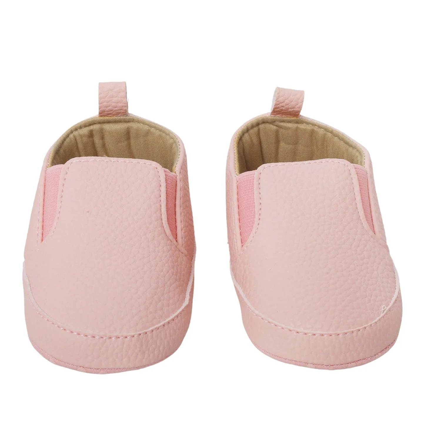 Baby Moo Leather Pink Slip-On Booties