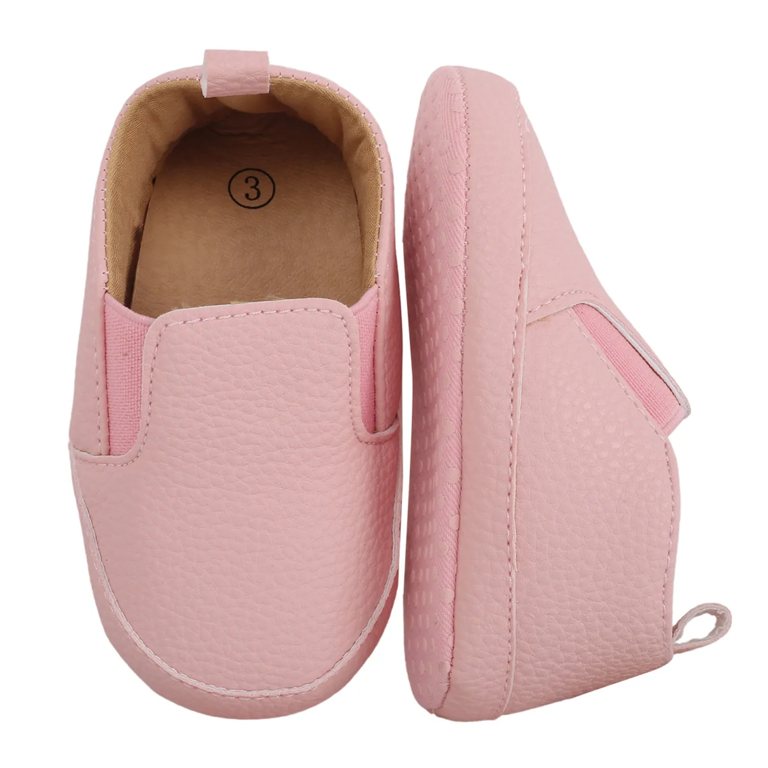 Baby Moo Leather Pink Slip-On Booties