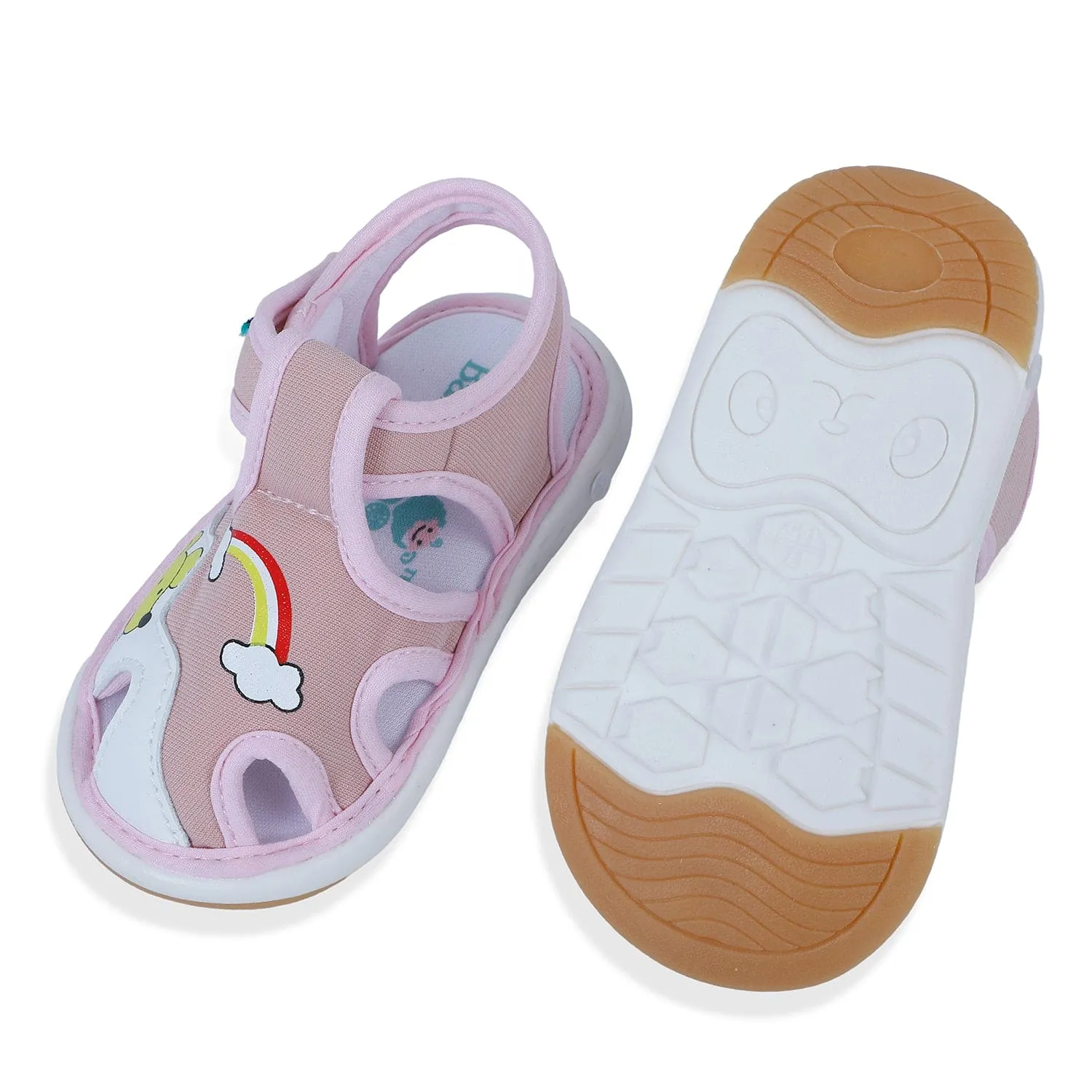 Baby Moo Rainbow Chu-Chu Sound Breathable Anti-Skid Sandals - Pink