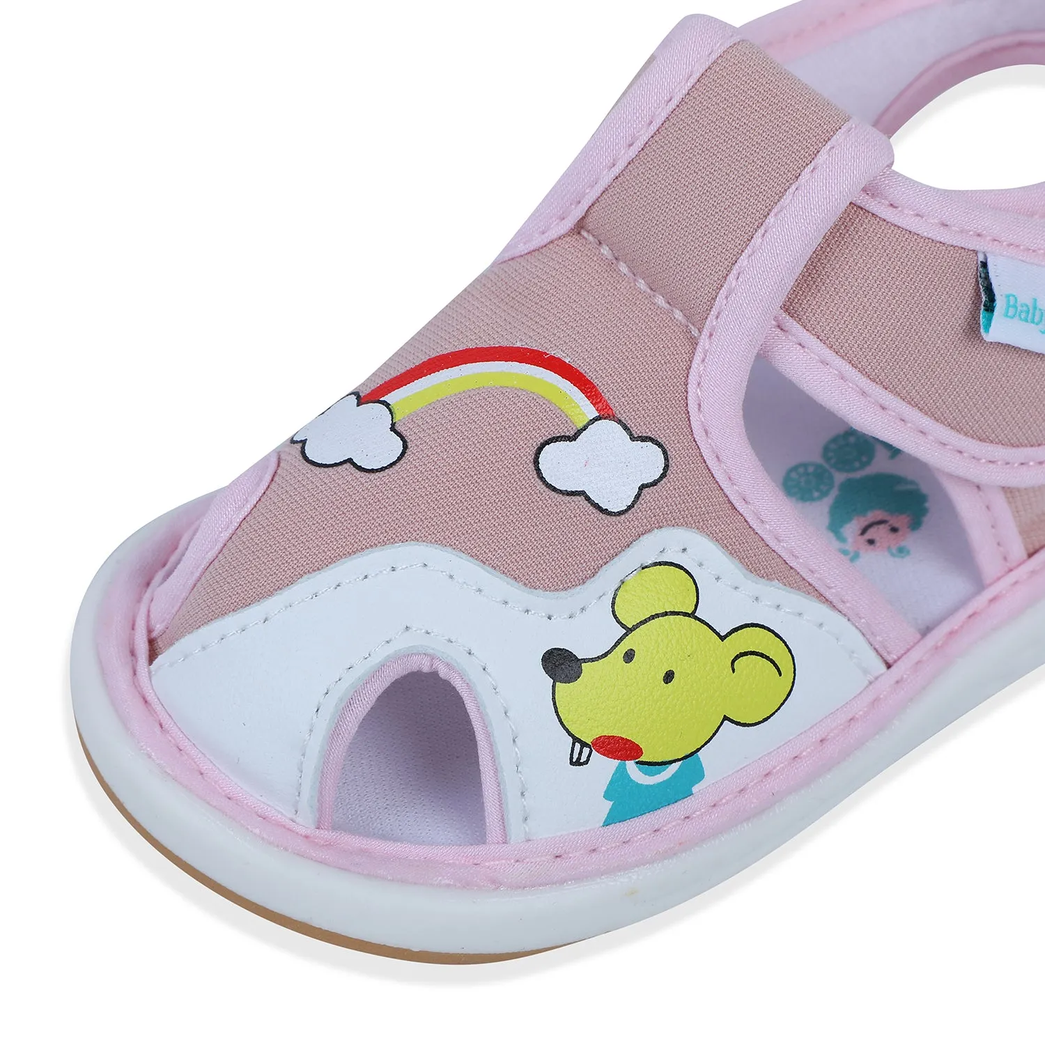 Baby Moo Rainbow Chu-Chu Sound Breathable Anti-Skid Sandals - Pink