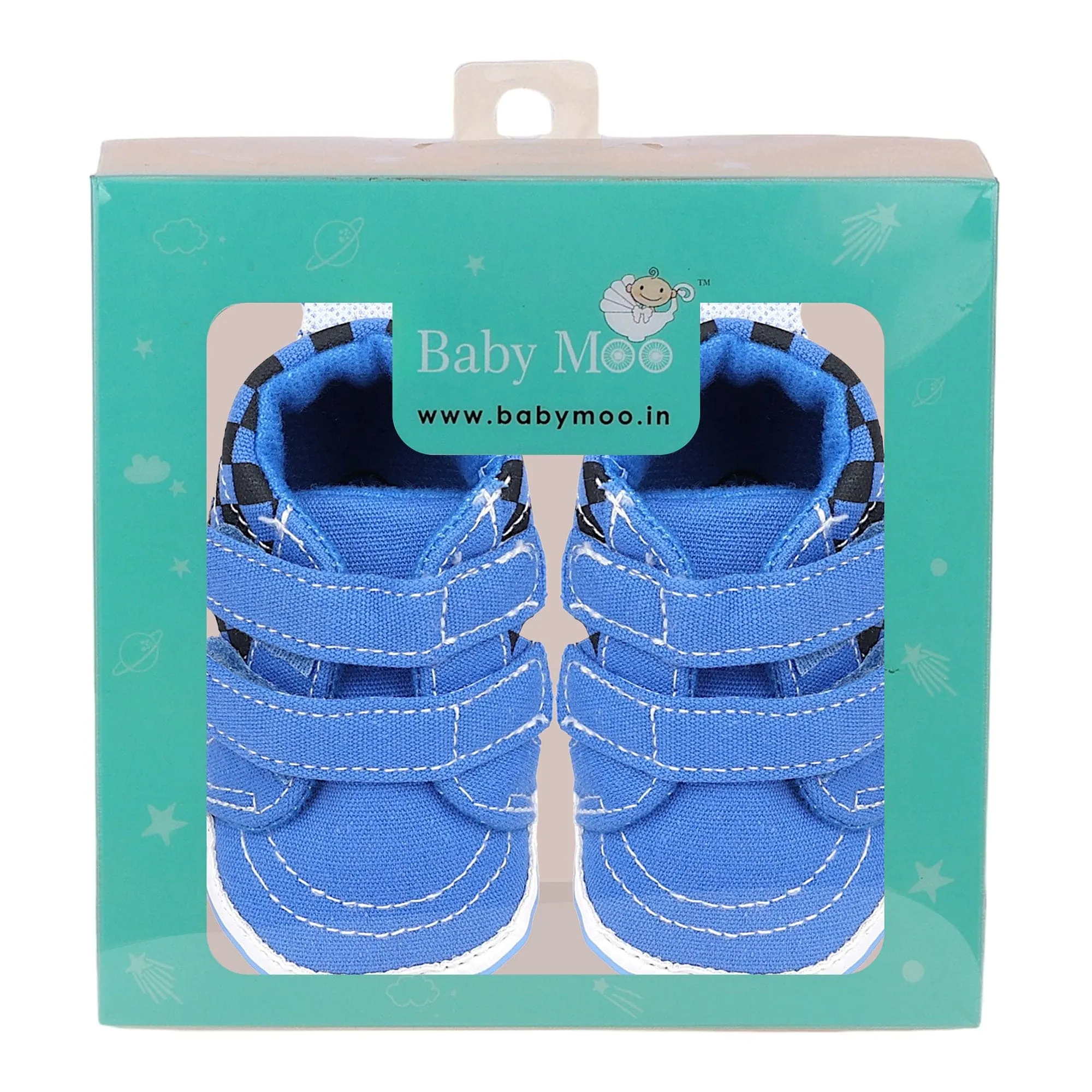 Baby Moo Stylish Casual Velcro Straps Anti-Skid Sneakers - Blue