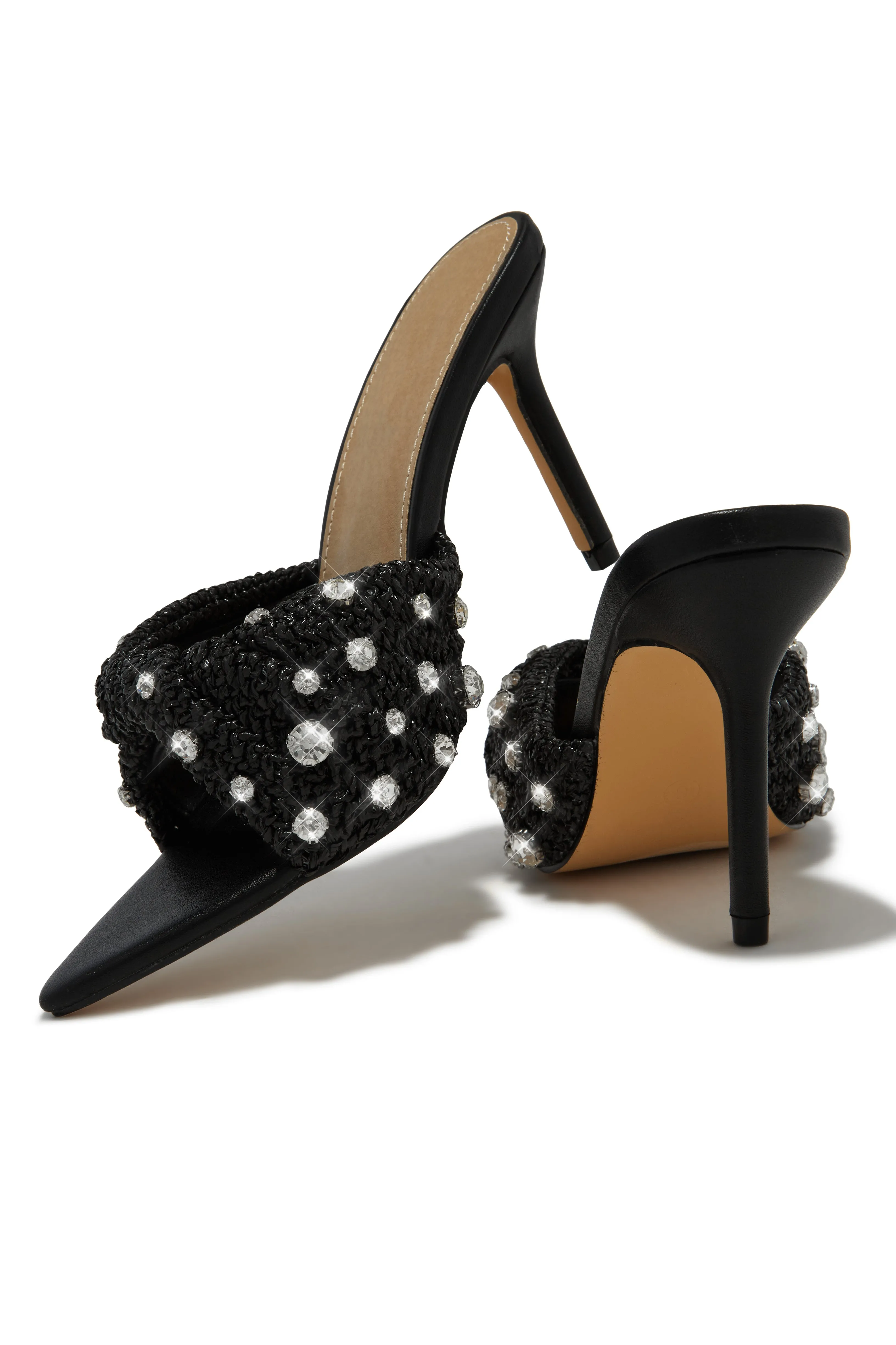 Baja Cruise Embellished High Heel Mules - Black