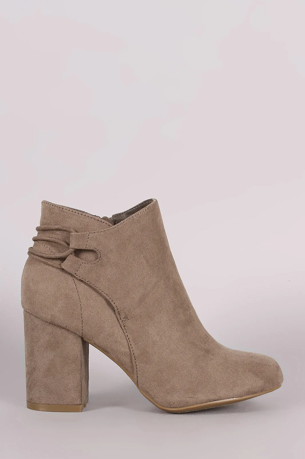 Bamboo Suede Back-Corset Chunky Heel Booties