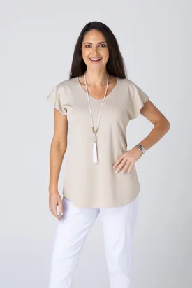 Beige Activewear Short Sleeve Top