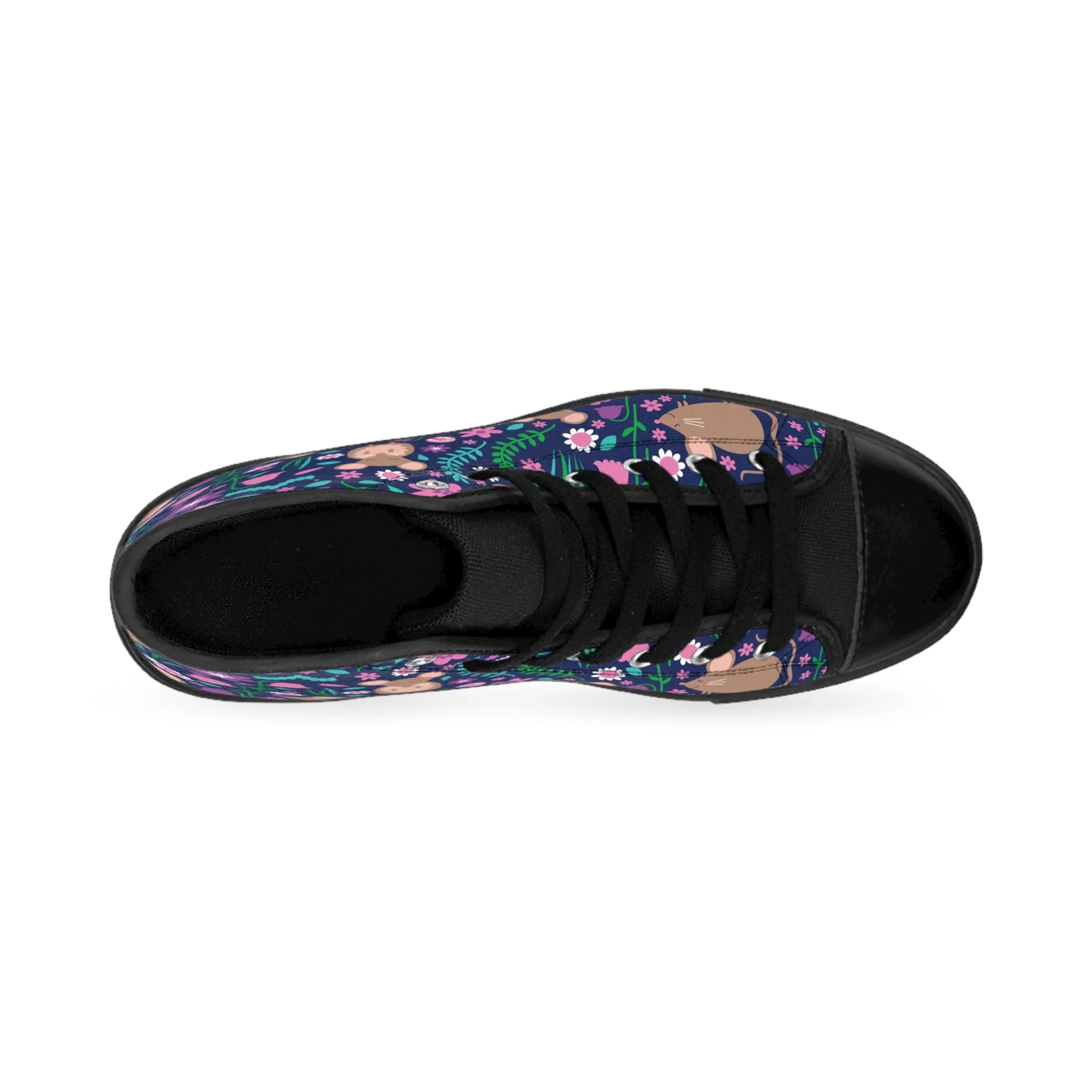 Brown Mice and Flowers Women's Classic Sneakers