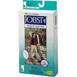 BSN Jobst ActiveWear Knee High Firm Compression Socks Medium, Cool White, Closed Toe, Unisex, Latex-free - 1 Pair