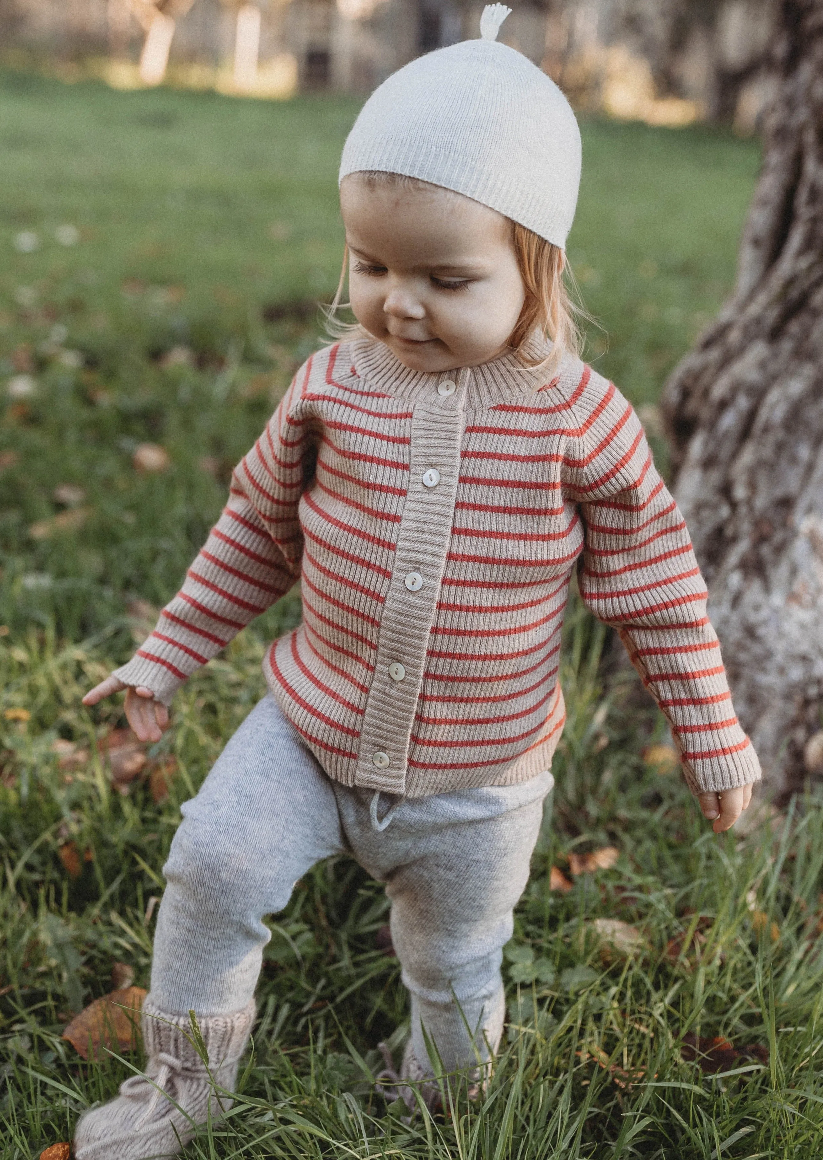 Cashmere Cardigan | Red/beige