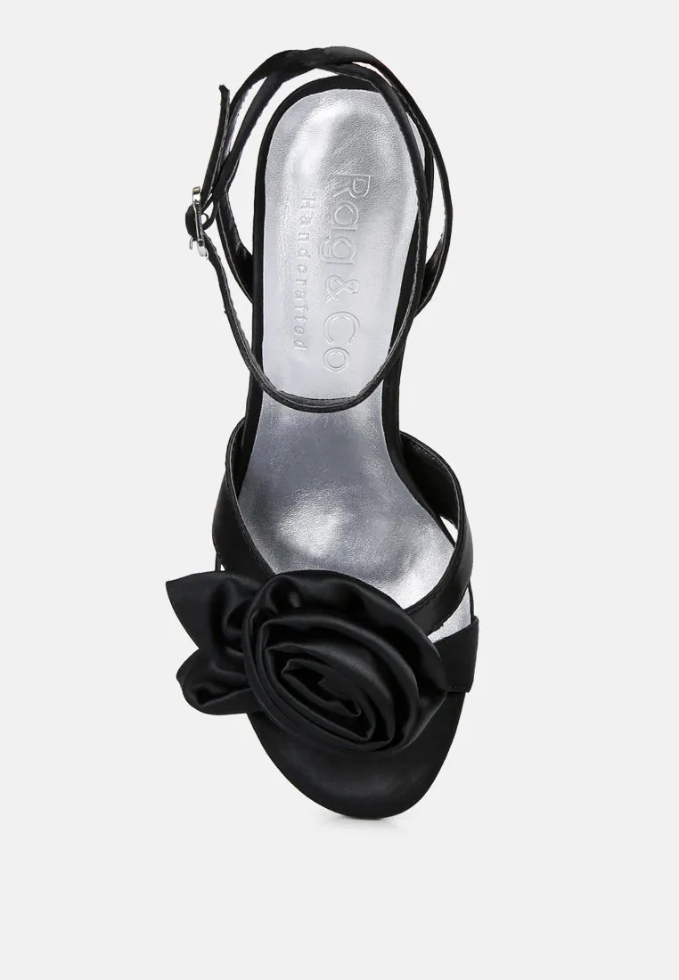 CHAUMET Black Rose Bow Embellished Sandals