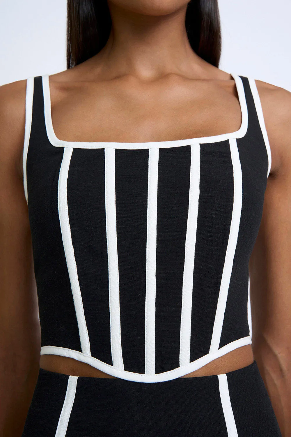 Contrast Pipe Bodice | Final Sale - Black Ivory