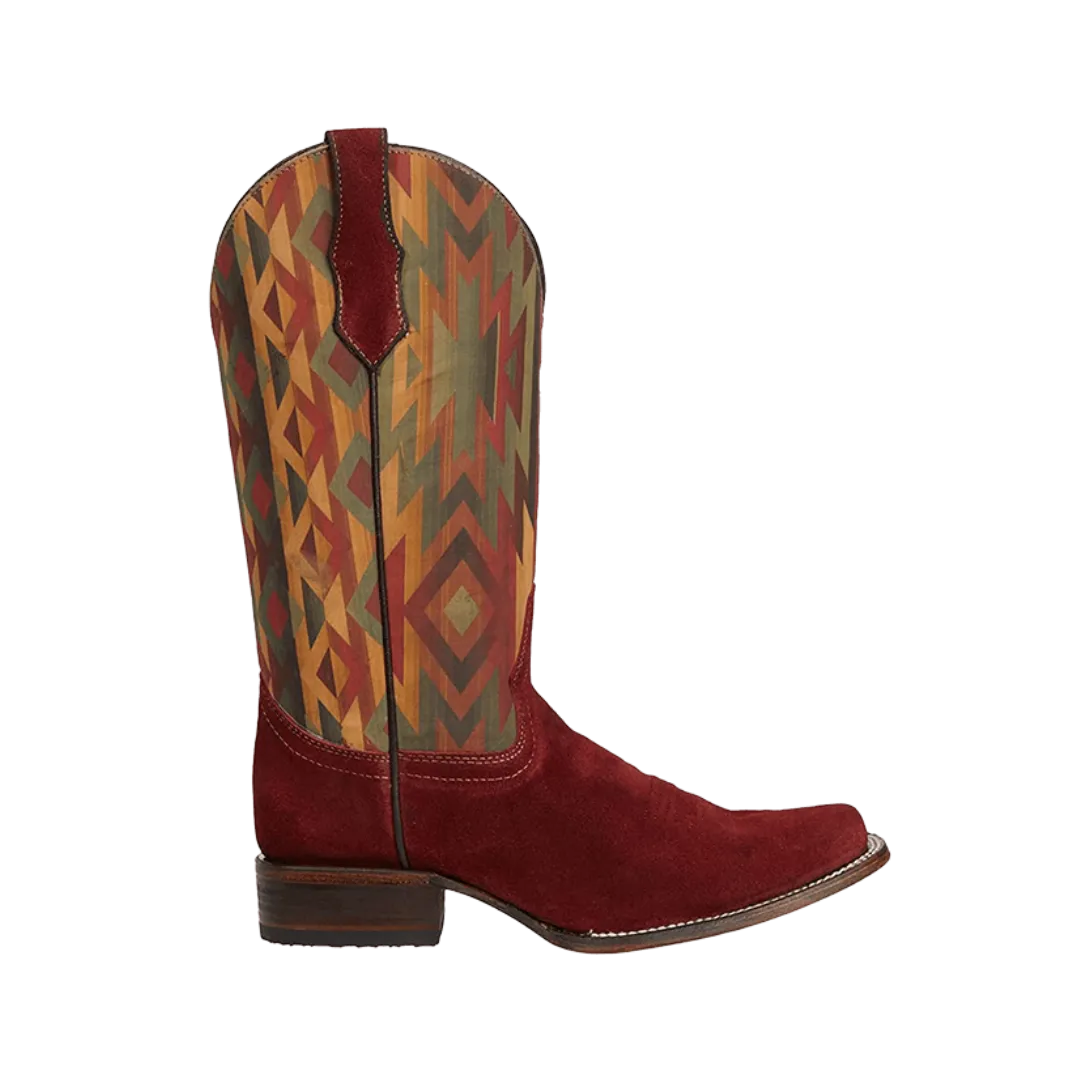 Corral Boots Women's Circle G  Aztec Embroidery Square Toe Wine Boots