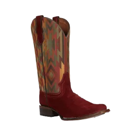 Corral Boots Women's Circle G  Aztec Embroidery Square Toe Wine Boots