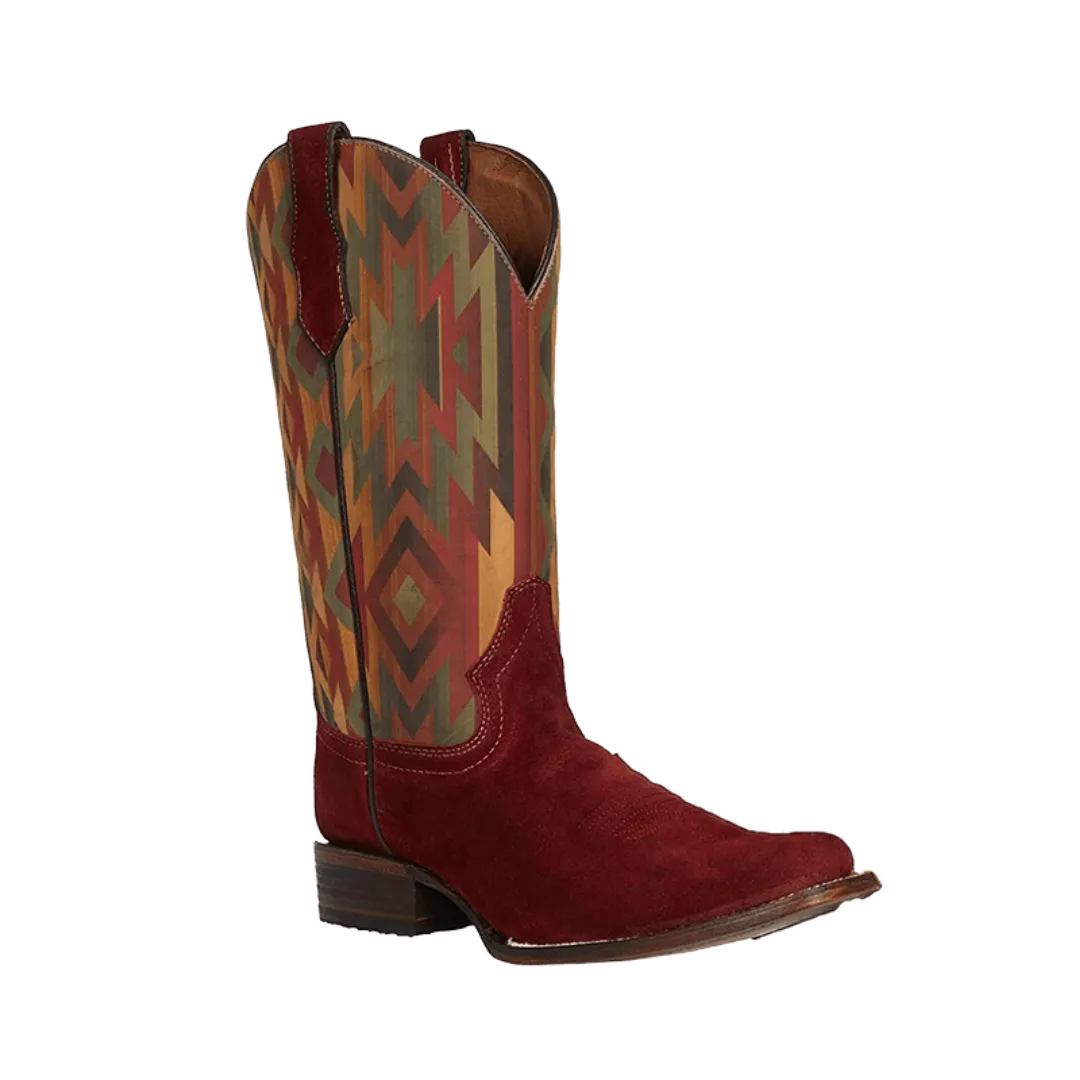 Corral Boots Women's Circle G  Aztec Embroidery Square Toe Wine Boots