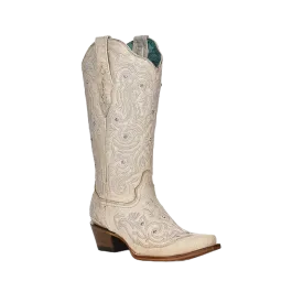 Corral Womens Embroidery & Crystals Bone Western Boot