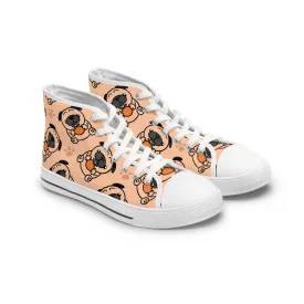 Cute Pug with Orange Women's High Top Sneakers