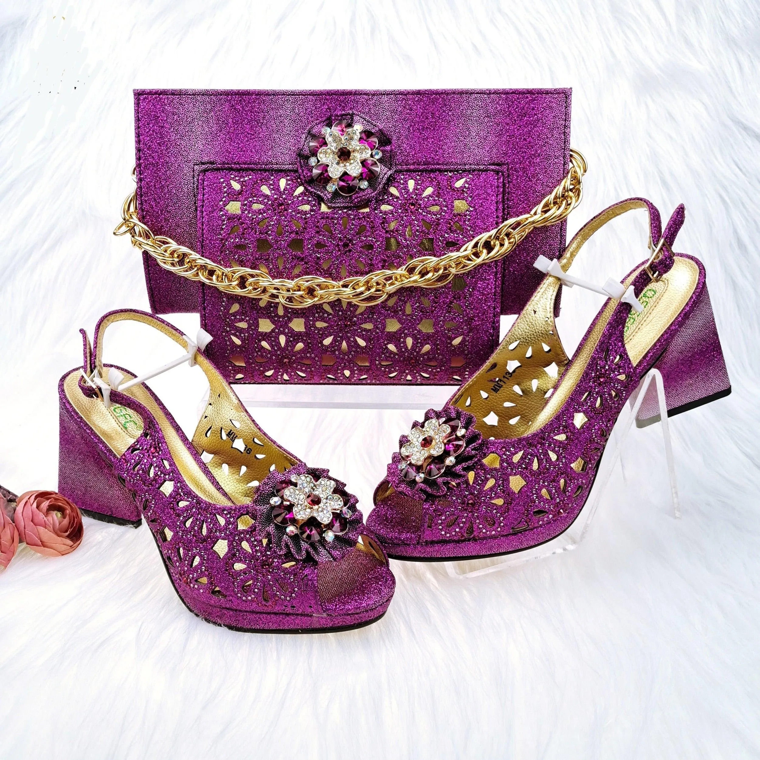 Cutout Decorated Shoes and Bags Set