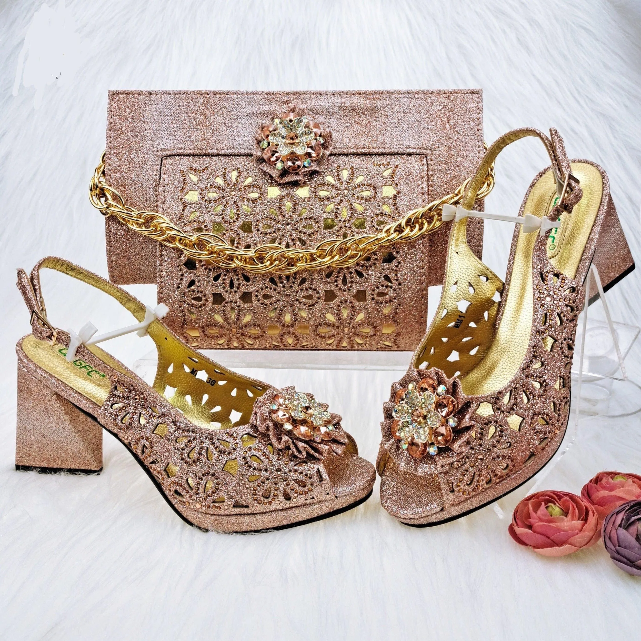 Cutout Decorated Shoes and Bags Set