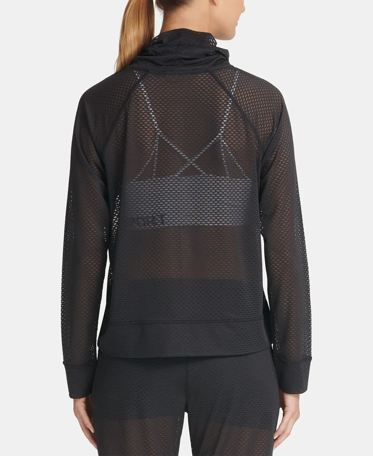 DKNY Women's Sporty Honeycomb Mesh Tube Top, Black