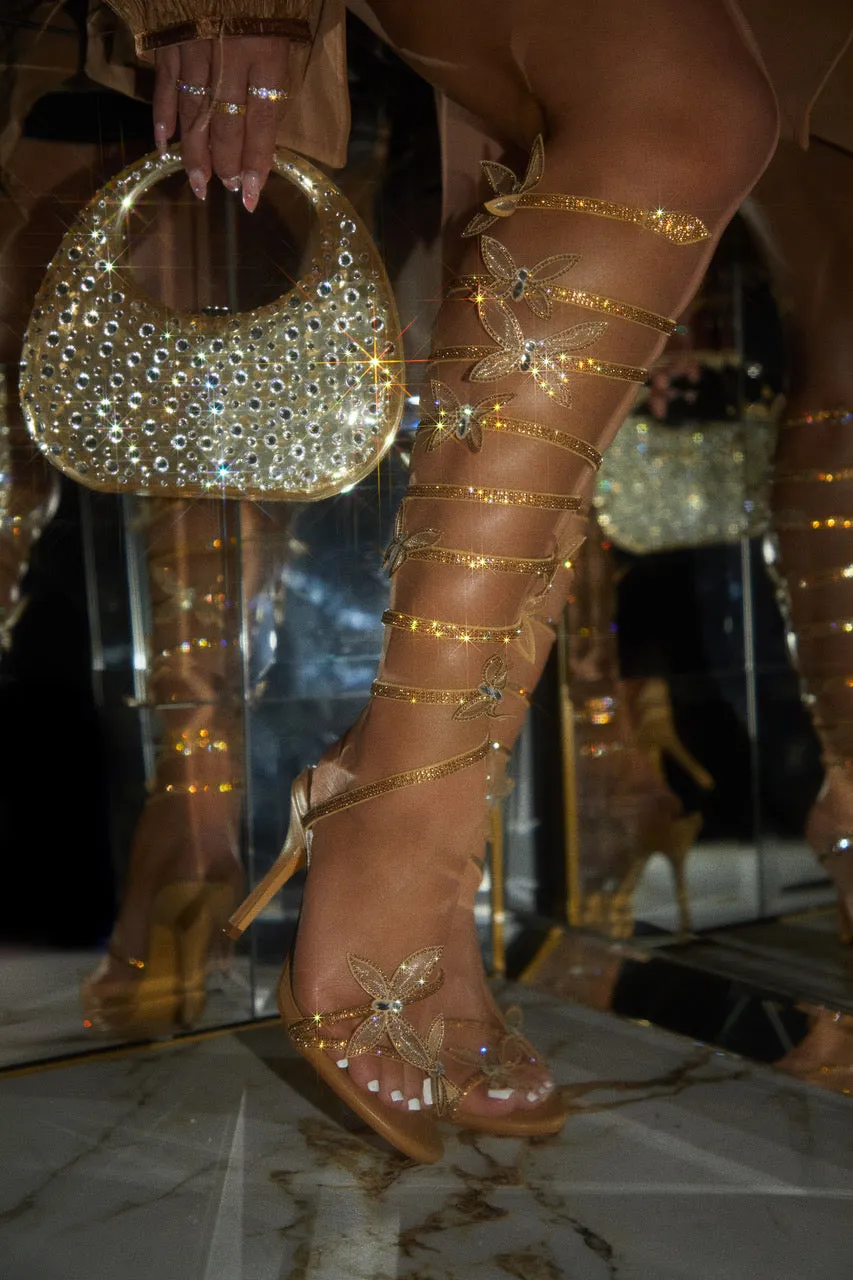 Fantasy Embellished Around The Ankle Coil Heels - Nude