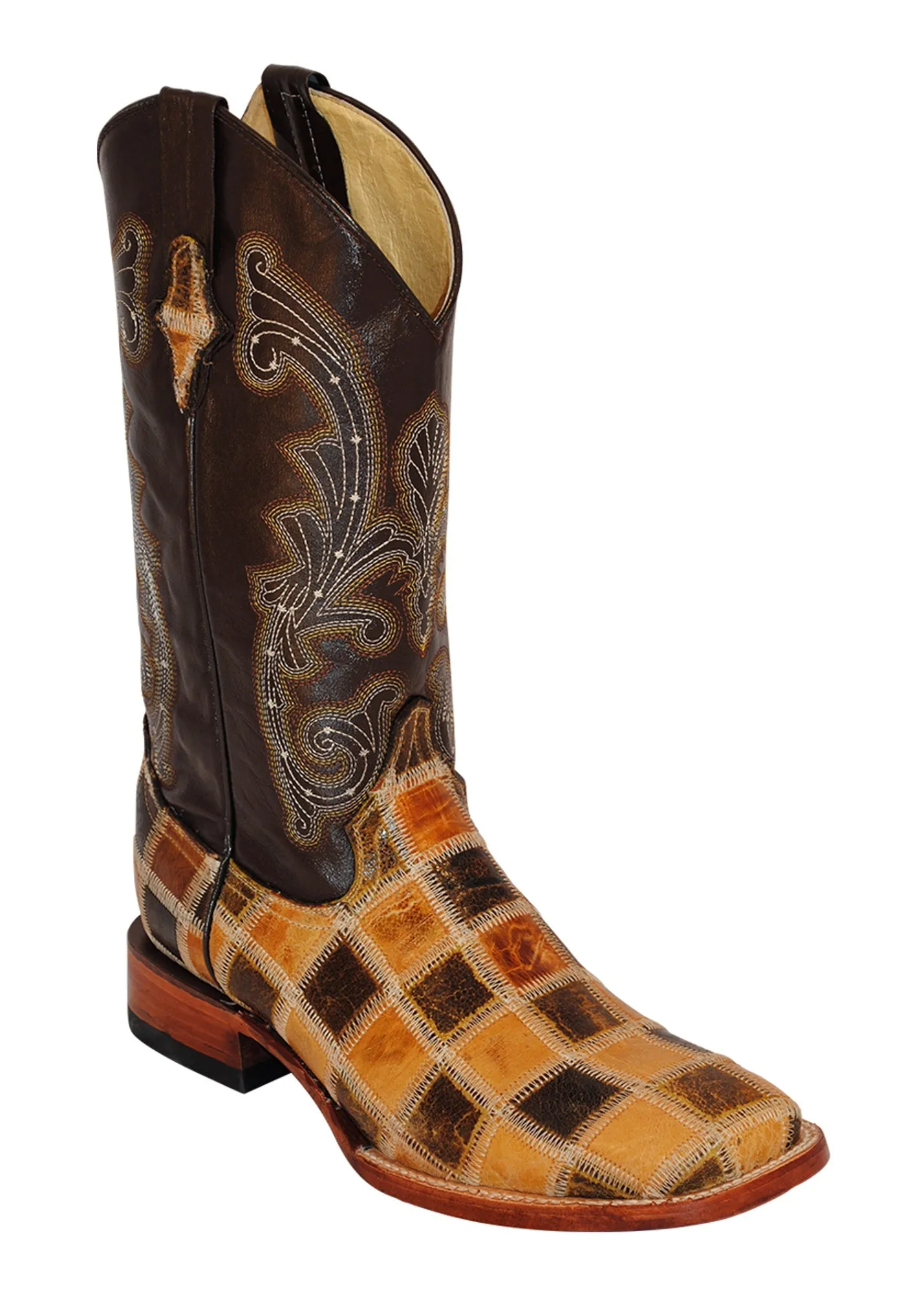 Ferrini Mens Chocolate Leather Bronco S-Toe Western Cowboy Boots