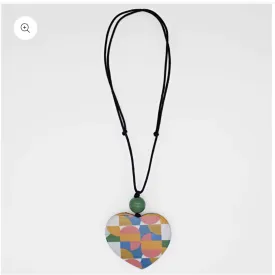 Geometric Multi Color Heart Pendant Necklace Sylca