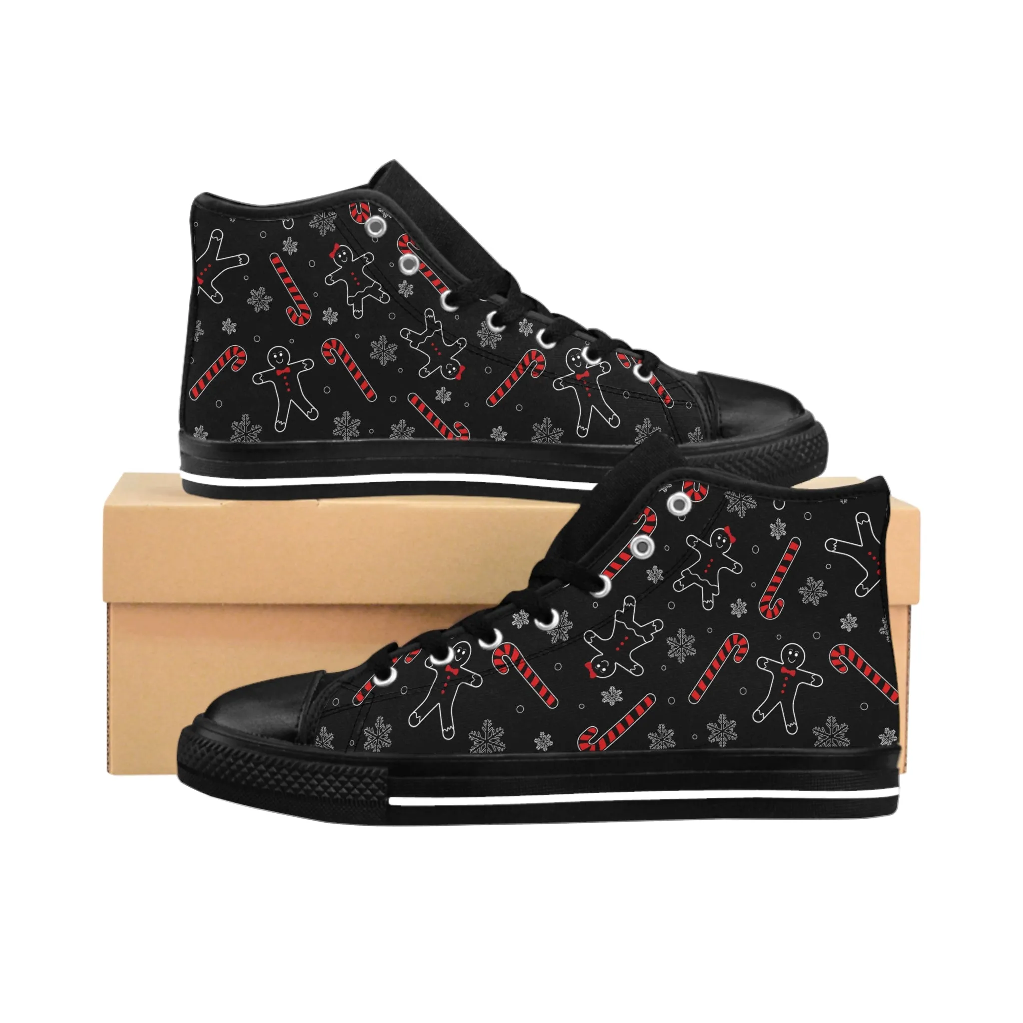 Gingerbread and Candy Cane Women's Classic Sneakers