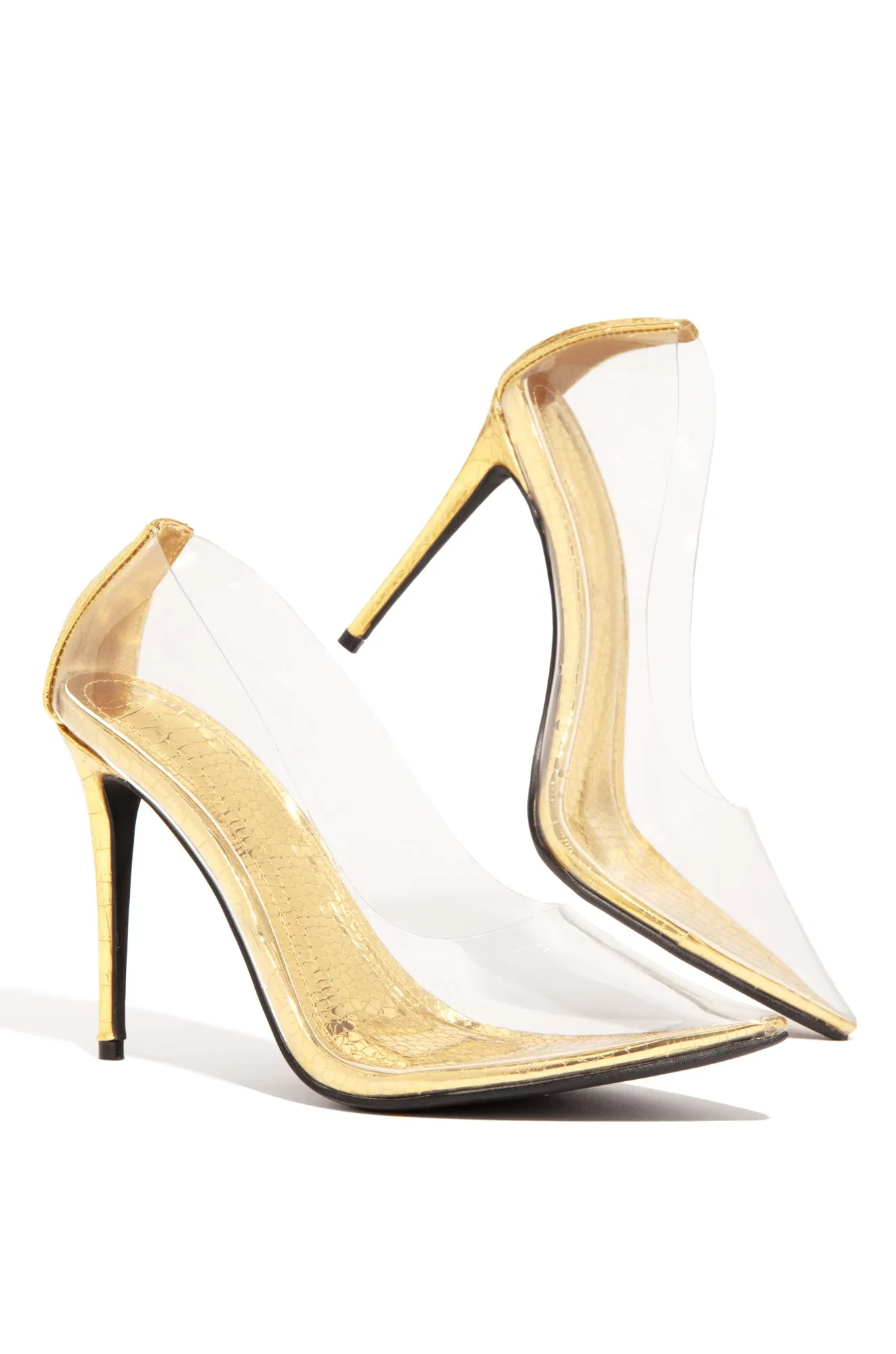 Girl On Point Clear High Heel Pumps - Gold