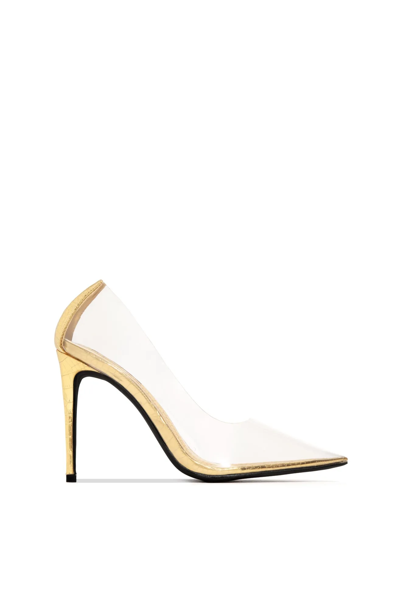 Girl On Point Clear High Heel Pumps - Gold