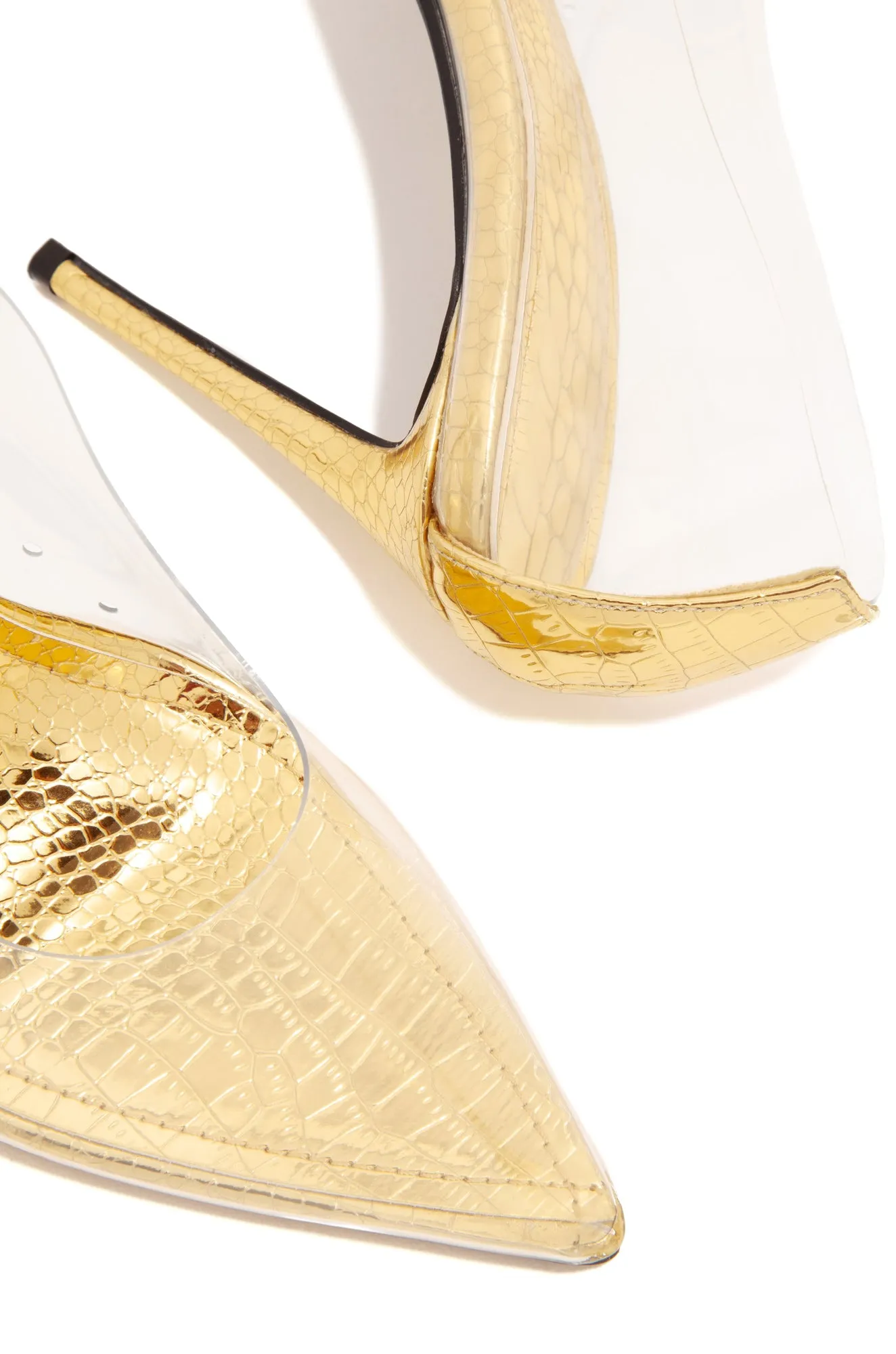 Girl On Point Clear High Heel Pumps - Gold