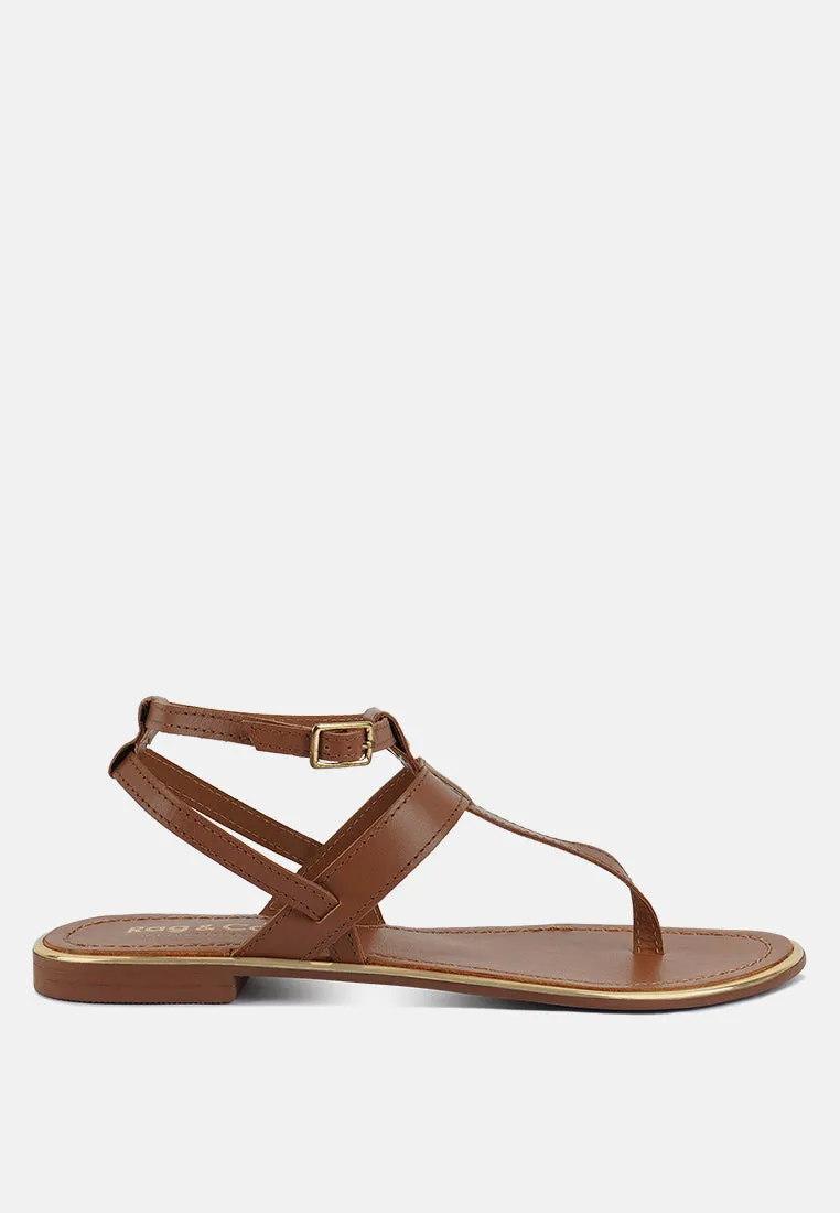 IRENE Tan Flat Thong Sandals