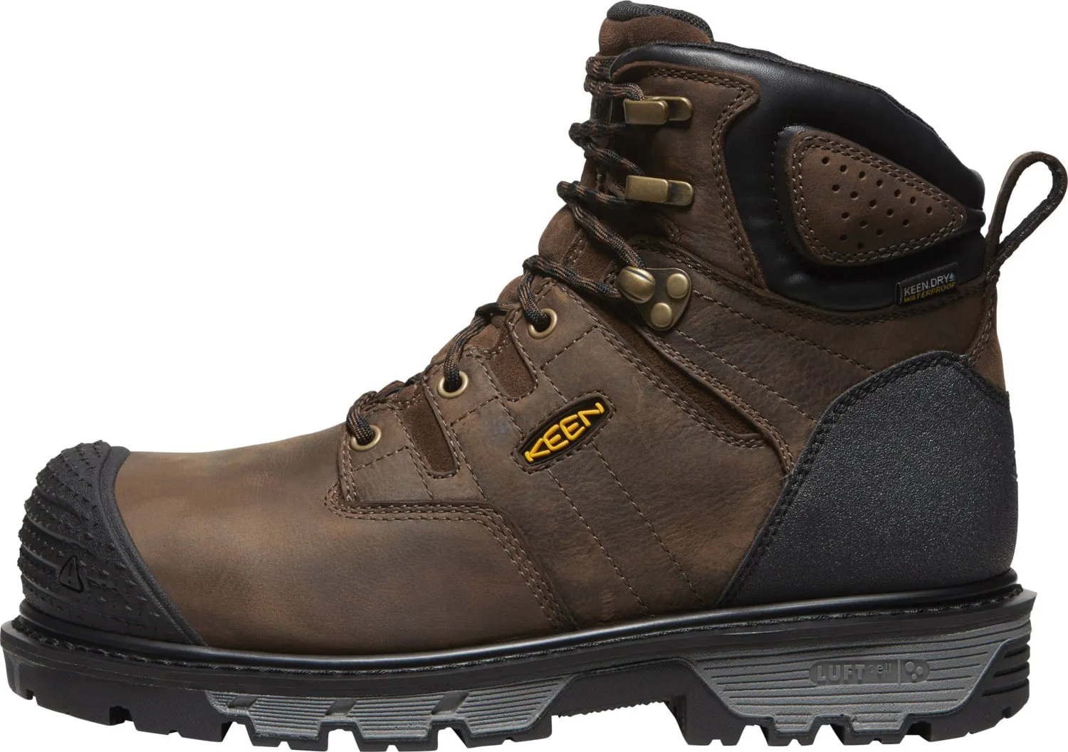 Keen Utility Mens CSA Camden 6in WP CT Dark Earth/Black Leather Work Boots