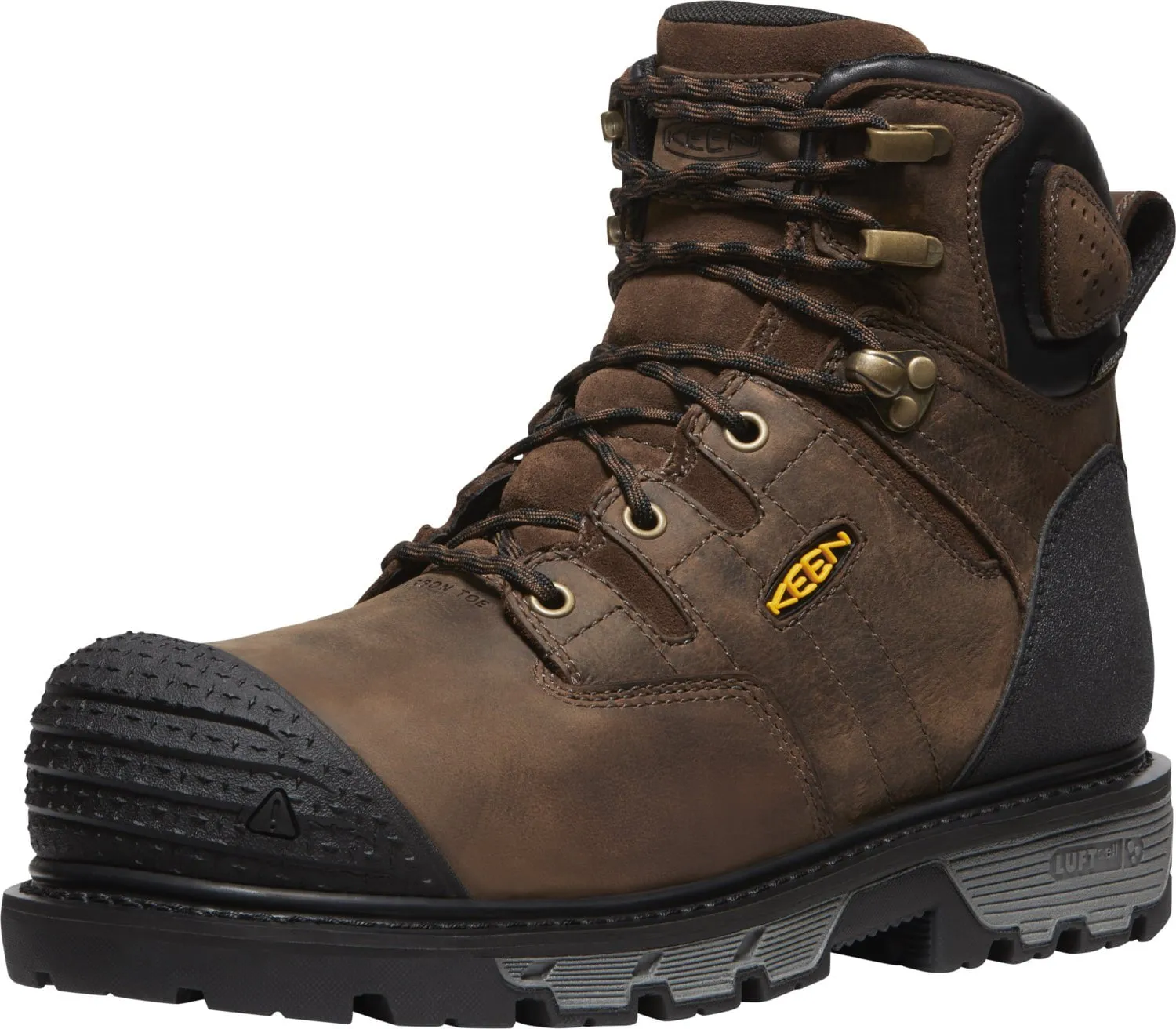 Keen Utility Mens CSA Camden 6in WP CT Dark Earth/Black Leather Work Boots