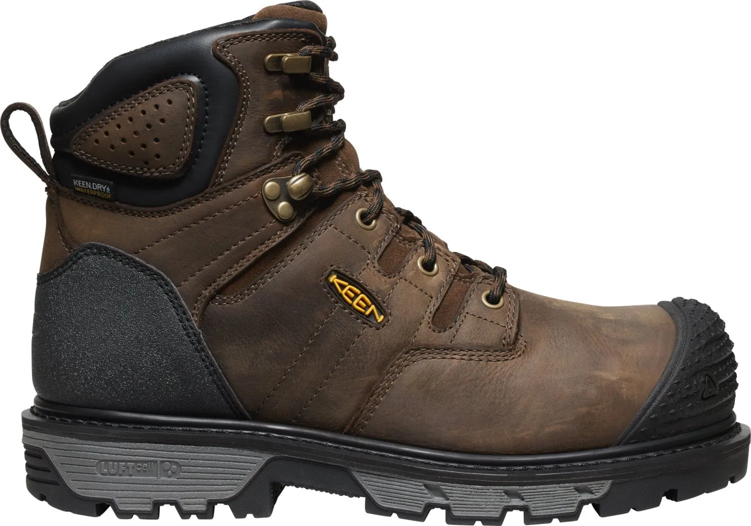 Keen Utility Mens CSA Camden 6in WP CT Dark Earth/Black Leather Work Boots