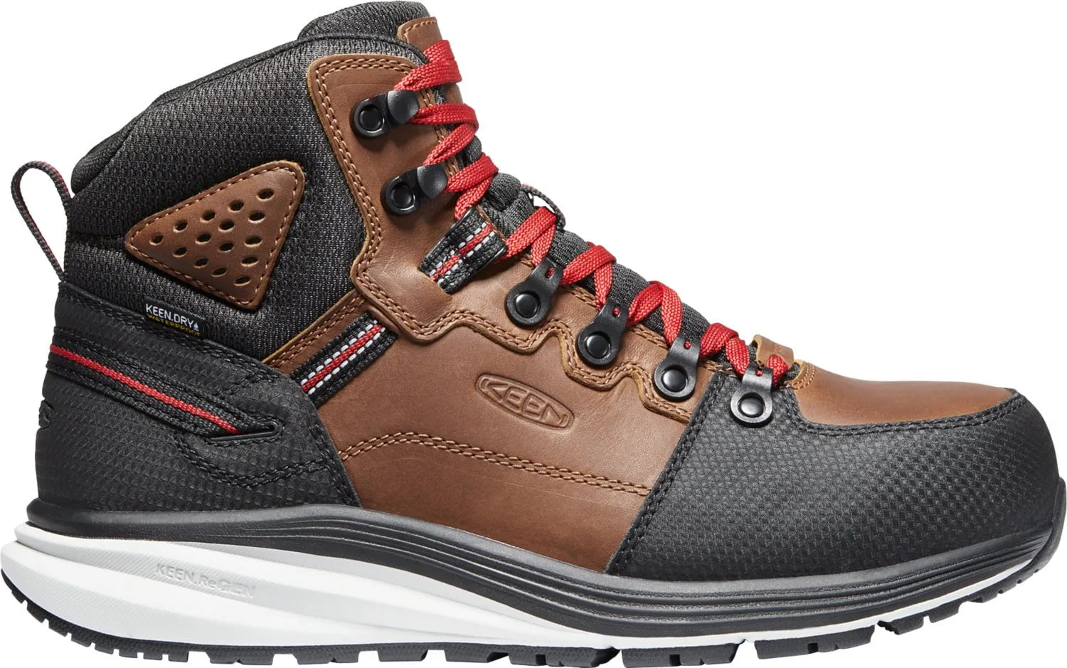 Keen Utility Mens Red Hook Mid WP Tobacco/Black Leather Work Boots