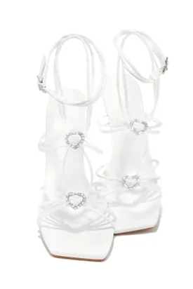 Lovestruck Embellished Strappy High Heels - White