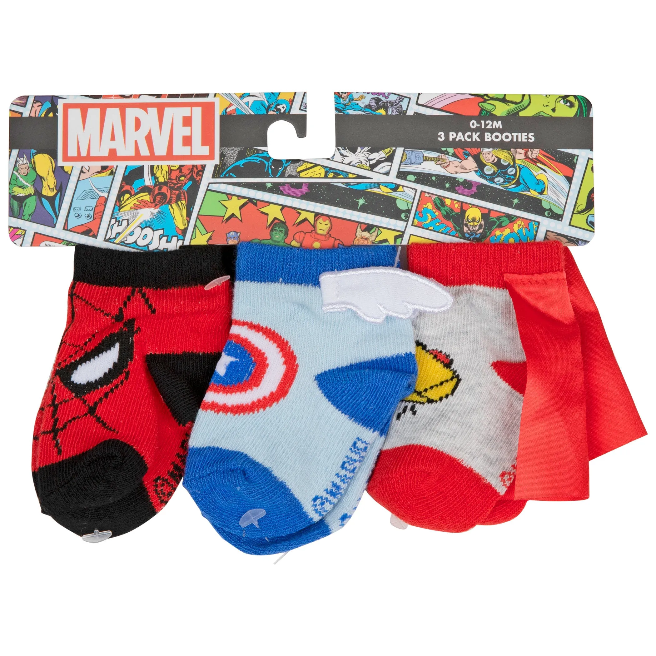 Marvel Hero Logo Sock Booties 3-Pack