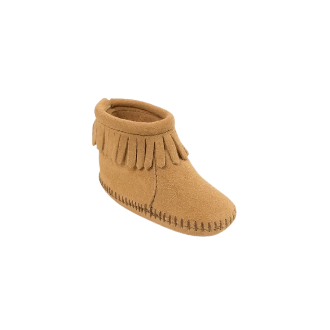 Minnetonka Kid's Back Flap Tan Bootie