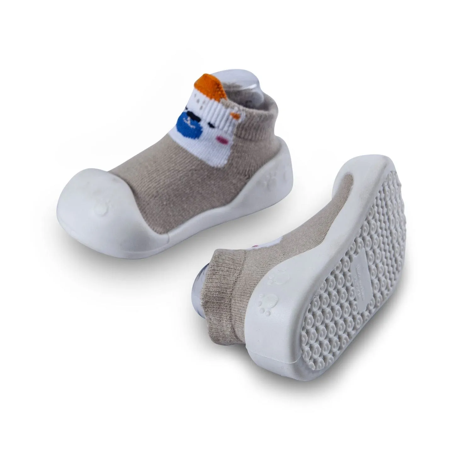 Newborn Anti-Skid Rubber Sole Slip-On Shoes Teddy - Beige