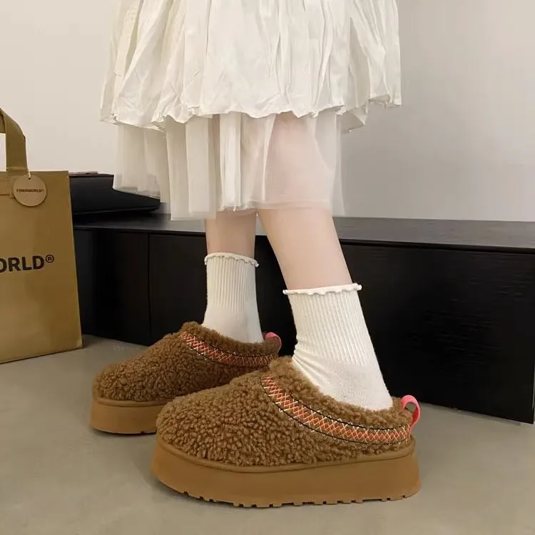 Owlkay Thick-soled Winter Velvet Warm Cotton Shoes